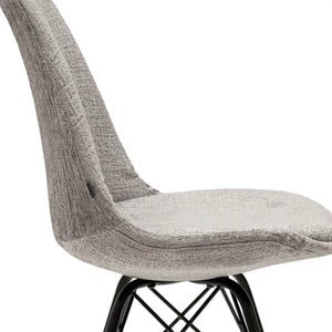 Esszimmerstuhl – Graue Farbe, Weicher Strukturstoff, Schwarzes Metallgestell - Bren | Kick Collection