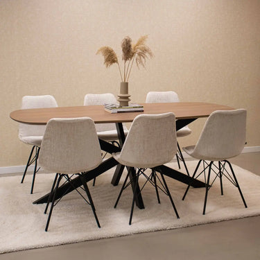 Esszimmerstuhl – Grauer Strukturstoff, Schwarzes Metallgestell, Moderne Schalenform - Bren | Kick Collection