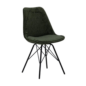 Esszimmerstuhl – Grüne Farbe, Weicher Strukturstoff, Schwarzes Metallgestell - Bren | Kick Collection