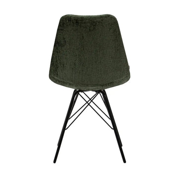 Esszimmerstuhl – Grüne Farbe, Weicher Strukturstoff, Schwarzes Metallgestell - Bren | Kick Collection