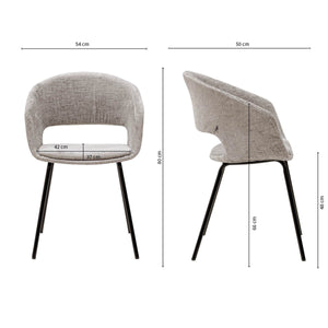 Esszimmerstuhl – Texture Stoff, Metall Gestell, Graue Farbe - Mette | Kick Collection