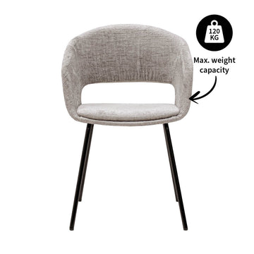 Esszimmerstuhl – Texture Stoff, Metall Gestell, Graue Farbe - Mette | Kick Collection