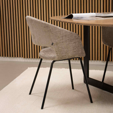 Esszimmerstuhl – Texture Stoff, Metall Gestell, Terra Farbe - Mette | Kick Collection