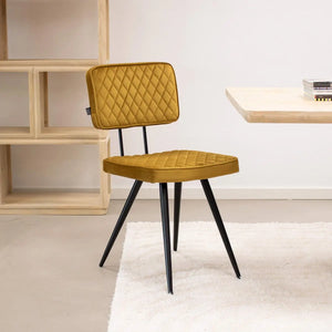 Esszimmerstuhl – Velvet Stoff, Rautensteppung, Goldene Farbe - Toby | Kick