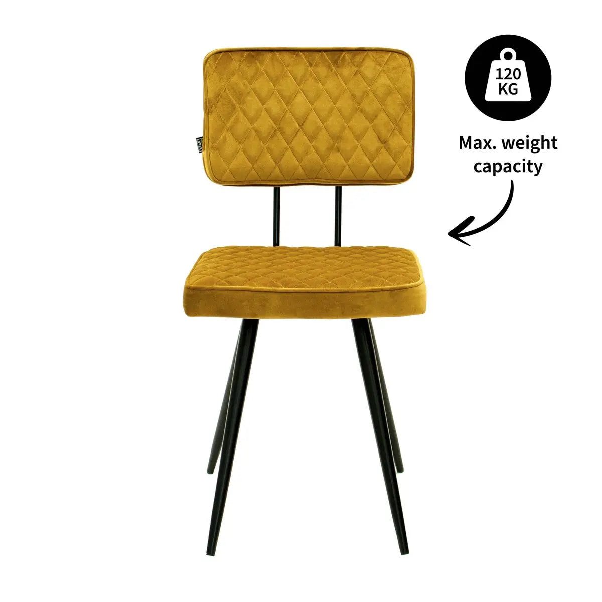 Esszimmerstuhl – Velvet Stoff, Rautensteppung, Goldene Farbe - Toby | Kick