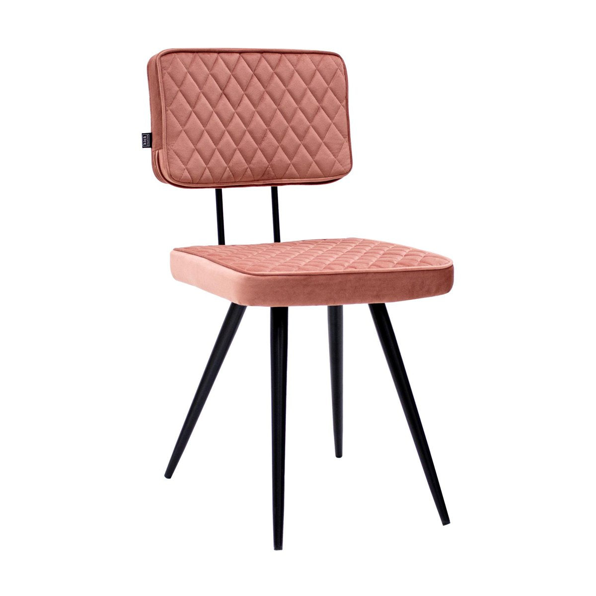 Esszimmerstuhl – Velvet Stoff, Rautensteppung, Rosa Farbe - Toby | Kick