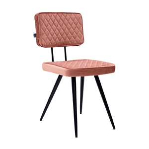 Esszimmerstuhl – Velvet Stoff, Rautensteppung, Rosa Farbe - Toby | Kick