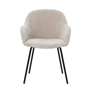 Dining Chair – Textured Fabric, Upholstered, Armrests, Champagne – Arda | Kick Collection
