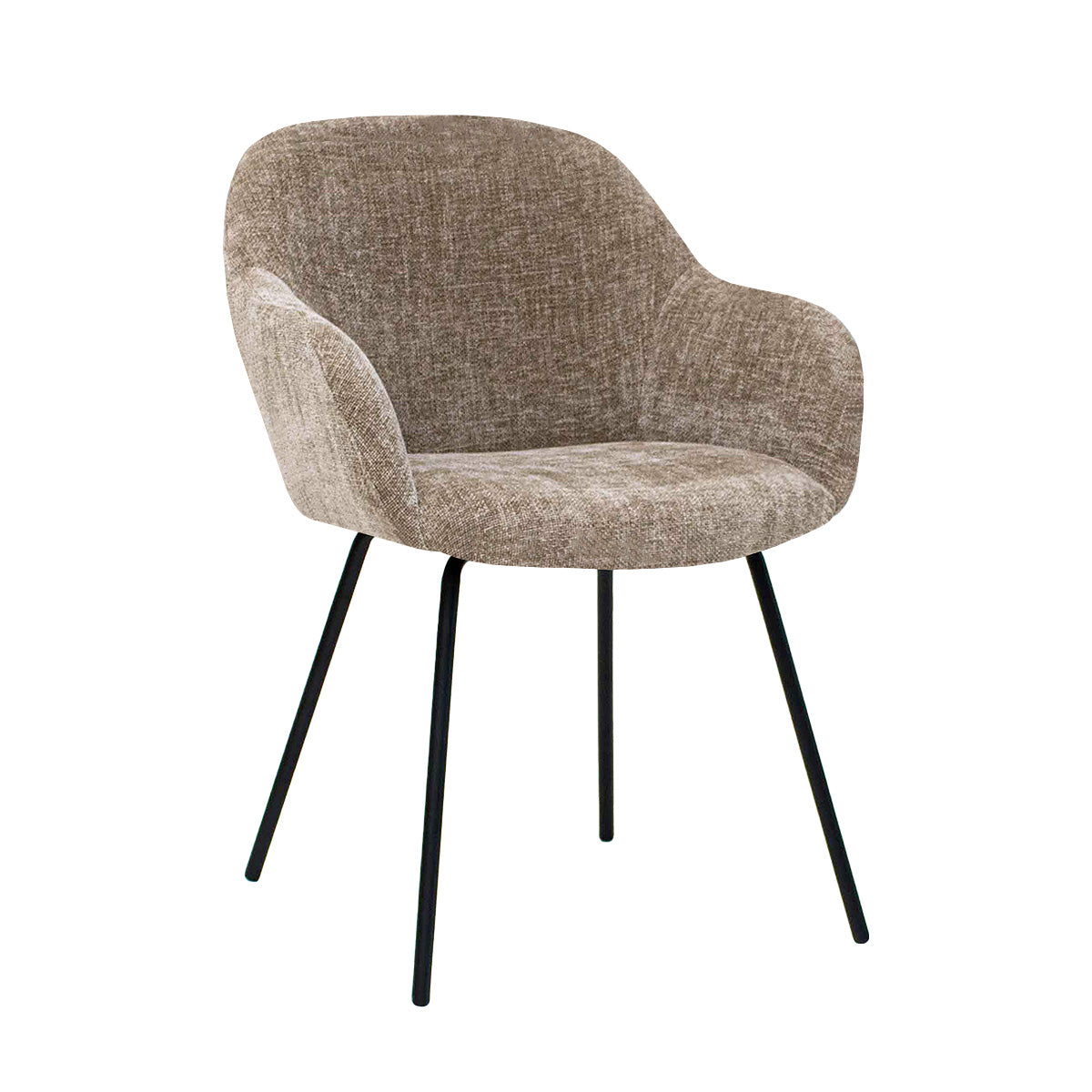 Dining Chair – Textured Fabric, Upholstery, Armrests, Taupe – Arda | Kick Collection
