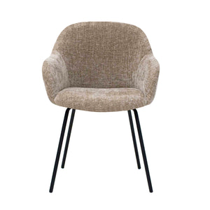 Dining Chair – Textured Fabric, Upholstery, Armrests, Taupe – Arda | Kick Collection