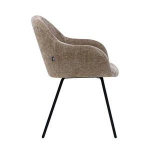 Dining Chair – Textured Fabric, Upholstery, Armrests, Taupe – Arda | Kick Collection