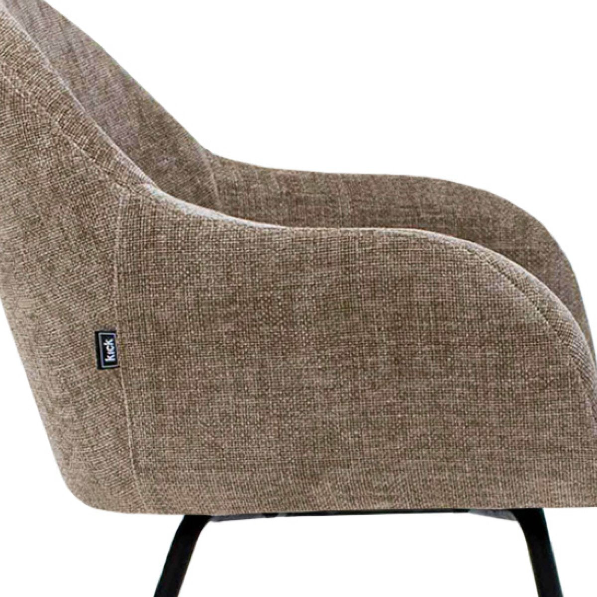 Dining Chair – Textured Fabric, Upholstery, Armrests, Taupe – Arda | Kick Collection