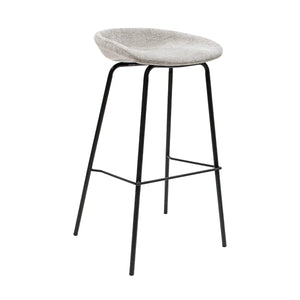 Barhocker – Strukturstoff Bezug, Schwarzes Metallgestell, Graue Farbe, 80 cm Höhe - Riga | Kick Collection