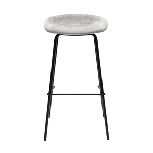 Barhocker – Strukturstoff Bezug, Schwarzes Metallgestell, Graue Farbe, 80 cm Höhe - Riga | Kick Collection