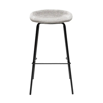 Barhocker – Strukturstoff Bezug, Schwarzes Metallgestell, Graue Farbe, 80 cm Höhe - Riga | Kick Collection