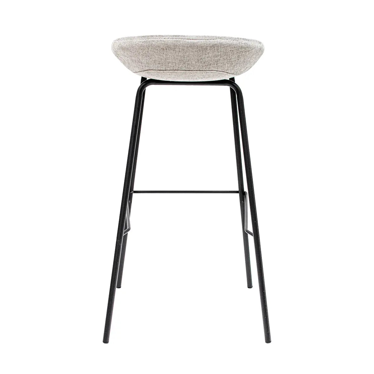 Barhocker – Strukturstoff Bezug, Schwarzes Metallgestell, Graue Farbe, 80 cm Höhe - Riga | Kick Collection