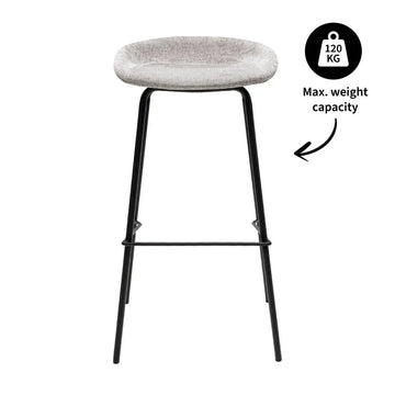 Barhocker – Strukturstoff Bezug, Schwarzes Metallgestell, Graue Farbe, 80 cm Höhe - Riga | Kick Collection