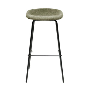 Barhocker – Strukturstoff Bezug, Schwarzes Metallgestell, Grüne Farbe, 80 cm Höhe - Riga | Kick Collection