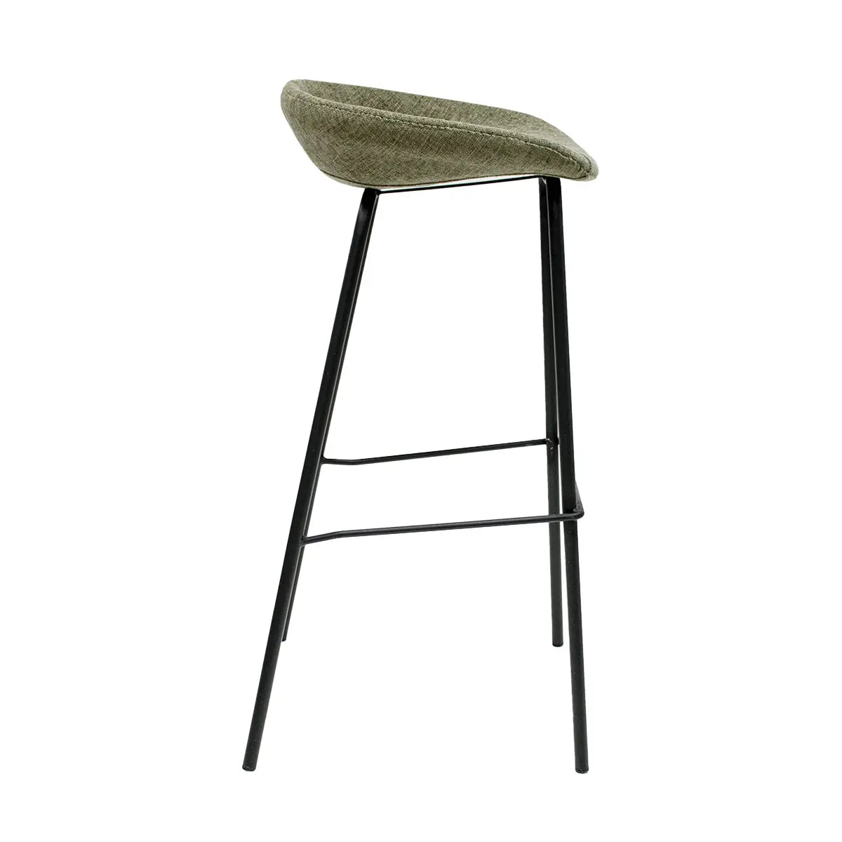 Barhocker – Strukturstoff Bezug, Schwarzes Metallgestell, Grüne Farbe, 80 cm Höhe - Riga | Kick Collection