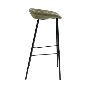 Barhocker – Strukturstoff Bezug, Schwarzes Metallgestell, Grüne Farbe, 80 cm Höhe - Riga | Kick Collection