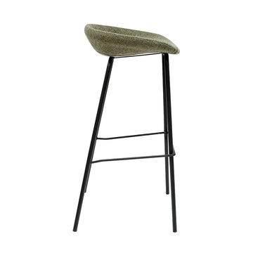 Barhocker – Strukturstoff Bezug, Schwarzes Metallgestell, Grüne Farbe, 80 cm Höhe - Riga | Kick Collection