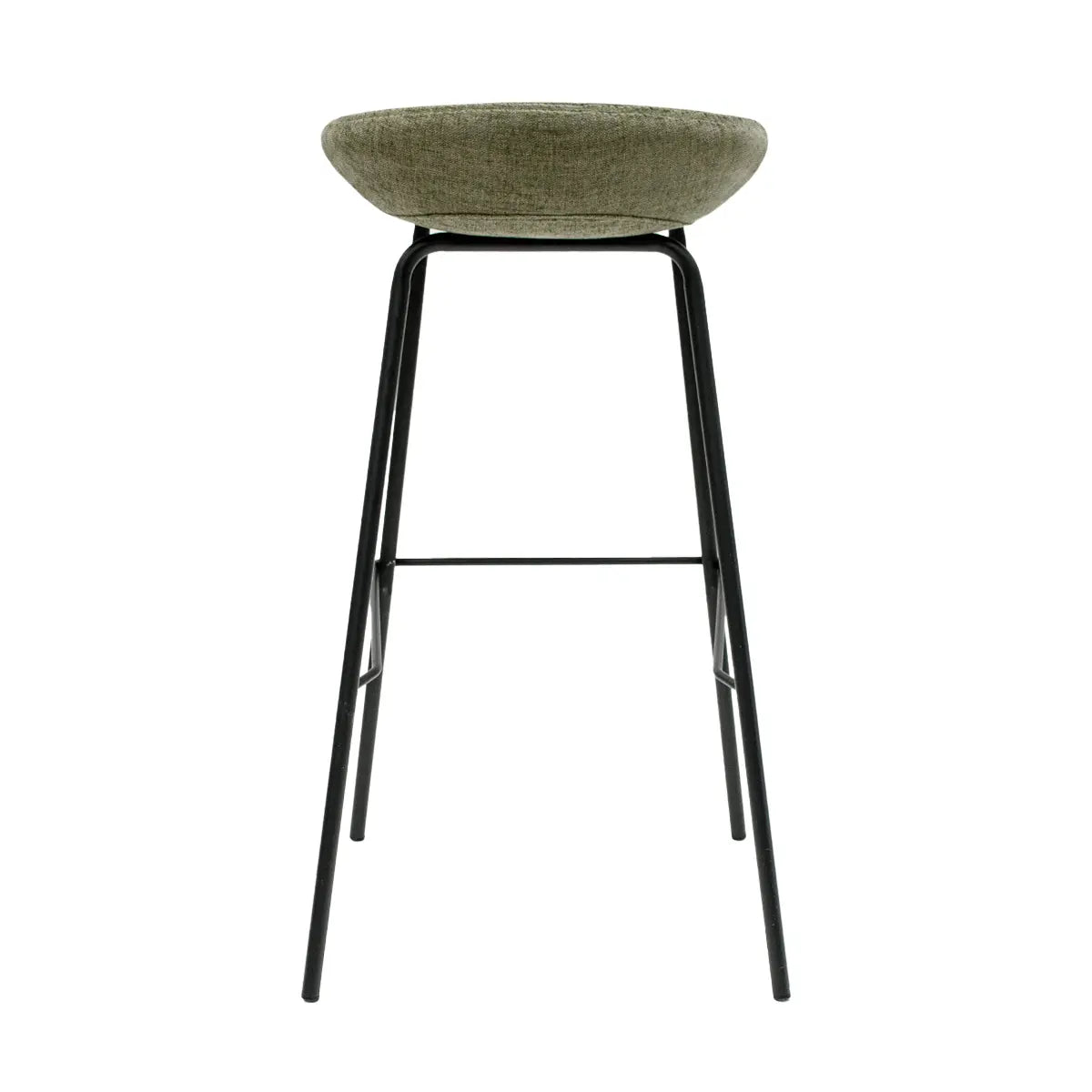 Barhocker – Strukturstoff Bezug, Schwarzes Metallgestell, Grüne Farbe, 80 cm Höhe - Riga | Kick Collection