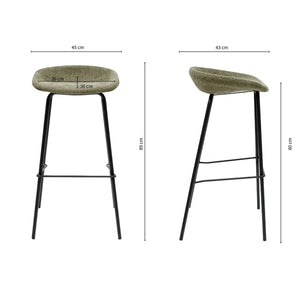 Barhocker – Strukturstoff Bezug, Schwarzes Metallgestell, Grüne Farbe, 80 cm Höhe - Riga | Kick Collection