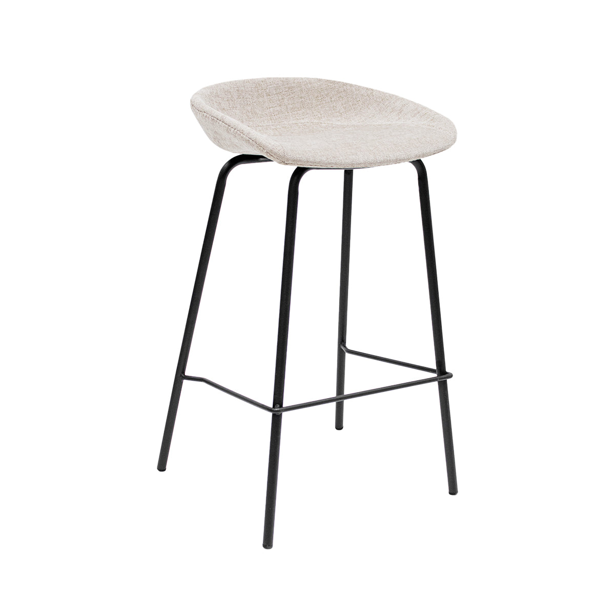 Barhocker – Strukturstoff Bezug, Schwarzes Metallgestell, Champagne Farbe, 70 cm Höhe - Riga | Kick Collection