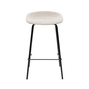 Barhocker – Strukturstoff Bezug, Schwarzes Metallgestell, Champagne Farbe, 70 cm Höhe - Riga | Kick Collection