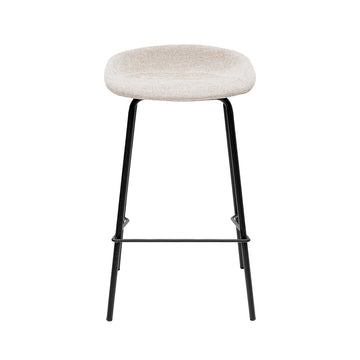Barhocker – Strukturstoff Bezug, Schwarzes Metallgestell, Champagne Farbe, 70 cm Höhe - Riga | Kick Collection