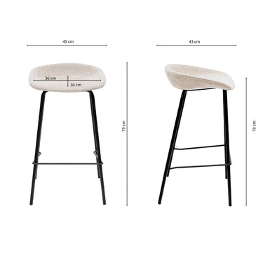 Bar Stool Soft Woven Texture Fabric Black Metal Frame Comfortable Seat Padding – Riga | Kick Collection
