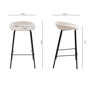 Barhocker – Strukturstoff Bezug, Schwarzes Metallgestell, Champagne Farbe, 70 cm Höhe - Riga | Kick Collection