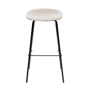 Barhocker – Strukturstoff Bezug, Schwarzes Metallgestell, Champagne Farbe, 80 cm Höhe - Riga | Kick Collection