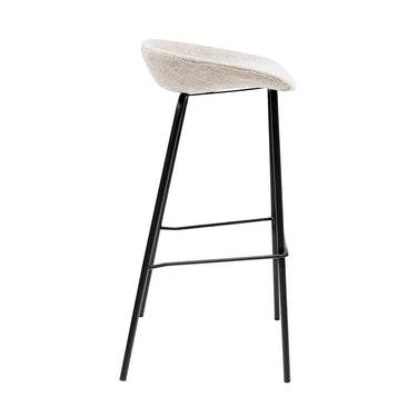 Bar Stool Soft Woven Textured Fabric Sturdy Black Metal Frame Comfortable Seat – Riga | Kick Collection