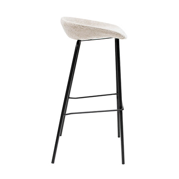 Barhocker – Strukturstoff Bezug, Schwarzes Metallgestell, Champagne Farbe, 80 cm Höhe - Riga | Kick Collection