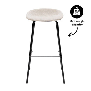 Barhocker – Strukturstoff Bezug, Schwarzes Metallgestell, Champagne Farbe, 80 cm Höhe - Riga | Kick Collection