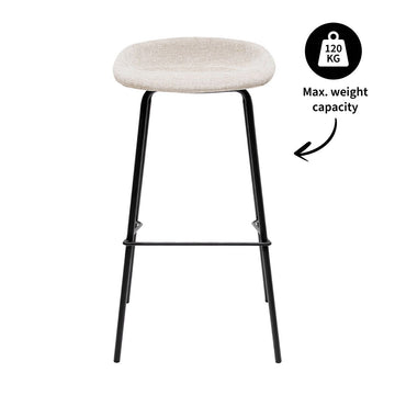 Barhocker – Strukturstoff Bezug, Schwarzes Metallgestell, Champagne Farbe, 80 cm Höhe - Riga | Kick Collection