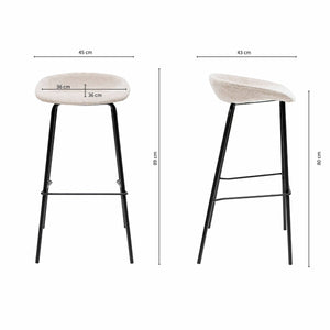 Barhocker – Strukturstoff Bezug, Schwarzes Metallgestell, Champagne Farbe, 80 cm Höhe - Riga | Kick Collection