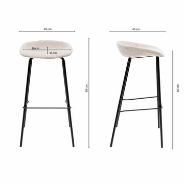Barhocker – Strukturstoff Bezug, Schwarzes Metallgestell, Champagne Farbe, 80 cm Höhe - Riga | Kick Collection