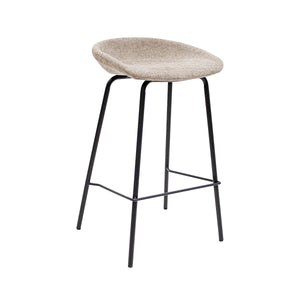 Barhocker – Strukturstoff Bezug, Schwarzes Metallgestell, Taupe Farbe, 70 cm Höhe - Riga | Kick Collection