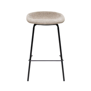 Barhocker – Strukturstoff Bezug, Schwarzes Metallgestell, Taupe Farbe, 70 cm Höhe - Riga | Kick Collection