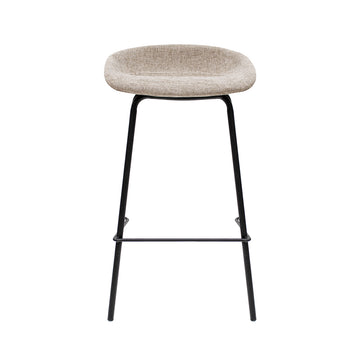 Barhocker – Strukturstoff Bezug, Schwarzes Metallgestell, Taupe Farbe, 70 cm Höhe - Riga | Kick Collection