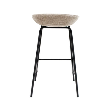 Barhocker – Strukturstoff Bezug, Schwarzes Metallgestell, Taupe Farbe, 70 cm Höhe - Riga | Kick Collection