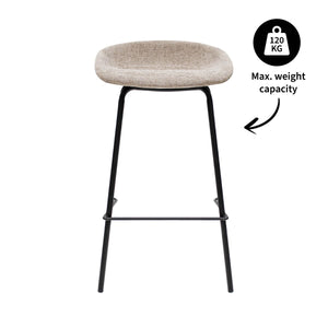 Barhocker – Strukturstoff Bezug, Schwarzes Metallgestell, Taupe Farbe, 70 cm Höhe - Riga | Kick Collection