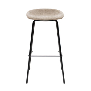 Barhocker – Strukturstoff Bezug, Schwarzes Metallgestell, Taupe Farbe,  80 cm Höhe - Riga | Kick Collection