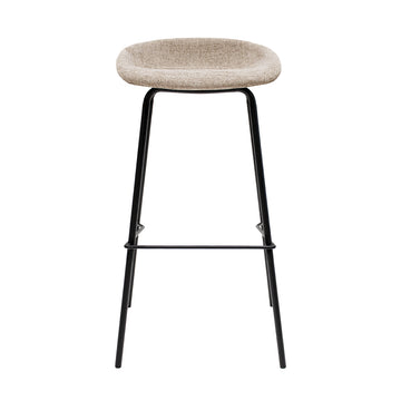 Barhocker – Strukturstoff Bezug, Schwarzes Metallgestell, Taupe Farbe,  80 cm Höhe - Riga | Kick Collection