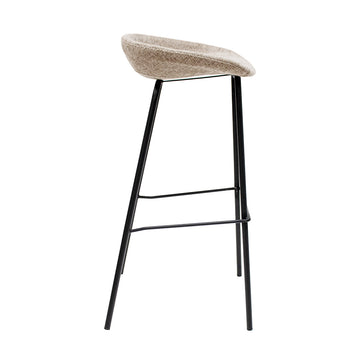 Barhocker – Strukturstoff Bezug, Schwarzes Metallgestell, Taupe Farbe,  80 cm Höhe - Riga | Kick Collection