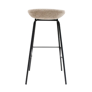 Barhocker – Strukturstoff Bezug, Schwarzes Metallgestell, Taupe Farbe,  80 cm Höhe - Riga | Kick Collection