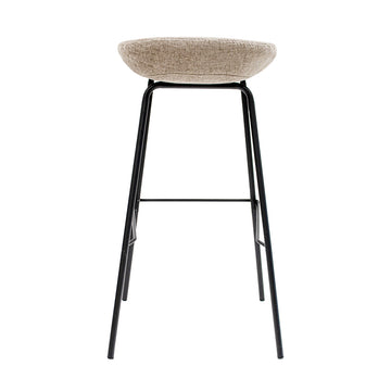 Barhocker – Strukturstoff Bezug, Schwarzes Metallgestell, Taupe Farbe,  80 cm Höhe - Riga | Kick Collection