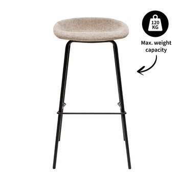 Barhocker – Strukturstoff Bezug, Schwarzes Metallgestell, Taupe Farbe,  80 cm Höhe - Riga | Kick Collection